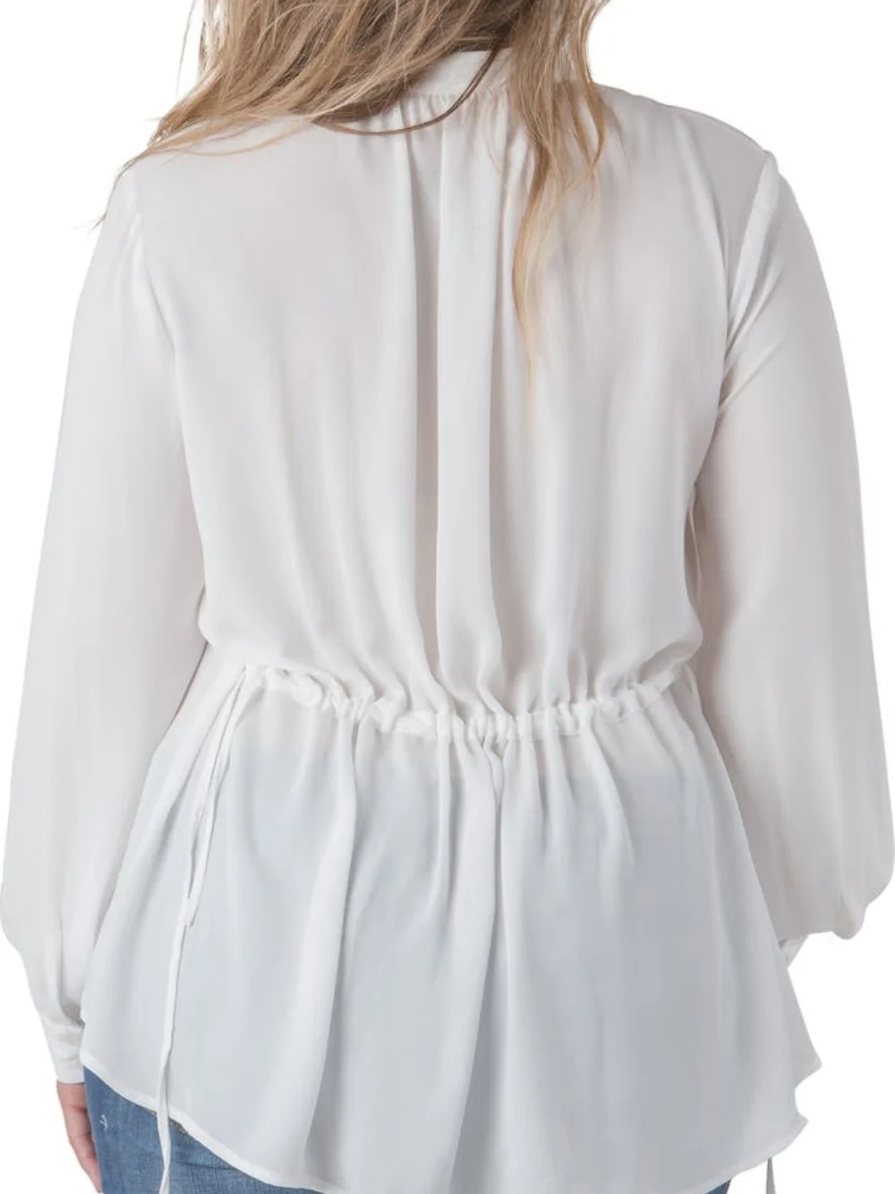 Standards & Practices Trisha Tuxedo Front Chiffon Blouse In Ivory/White Size 3X - Picture 2 of 13